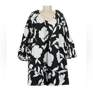 Kate Spade / Target Collab - Black & White Floral Puff Sleeve Poplin Dress - NWT